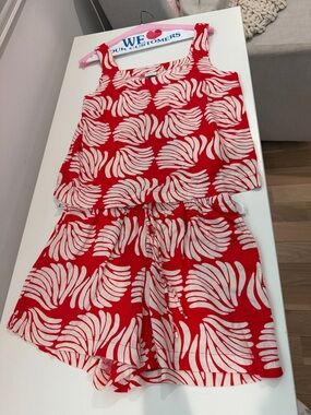 a new day Red and White Tank Top Set